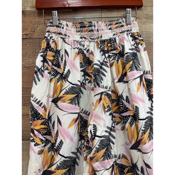 Women's High Rise Tropical Vacay Pants XL Multicolor Lightweight Elastic Waist W - Picture 4 of 10